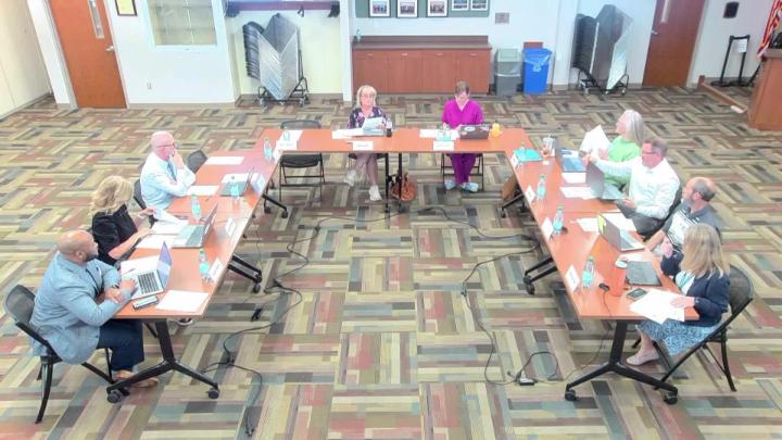 CPS Long-Range Facilities Planning Committee Members in a U-shaped set up at their March 30, 2026, meeting.