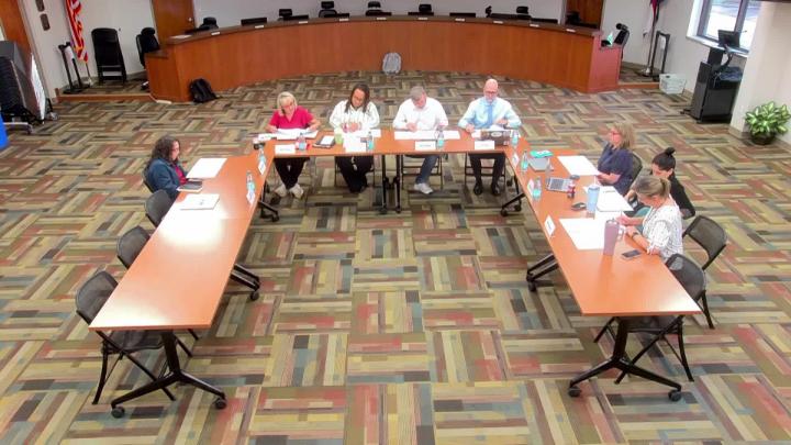 CPS Policy Committee Members in a U-shaped set up at their May 18, 2026, meeting.